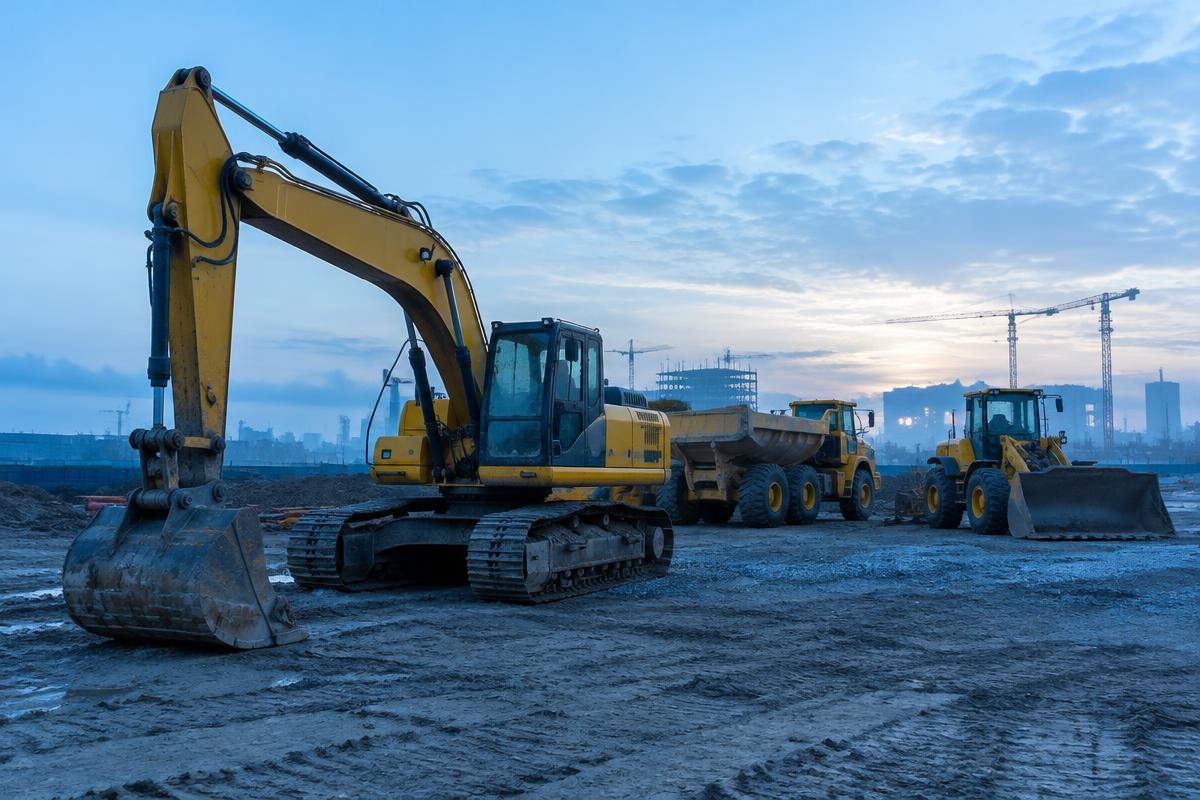 Maquinaria y equipos en faena de construcción